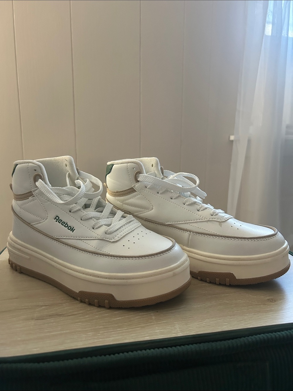 Reebok White Sneakers with Green Accents
